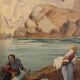 Early 20th Century French Tempera on Canvas Folding Screen with Seascape View