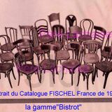 Set of 6 Fischel 1932 bistro chairs with exceptional wooden seats