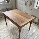 Walnut farmhouse table with swivel and extendable top