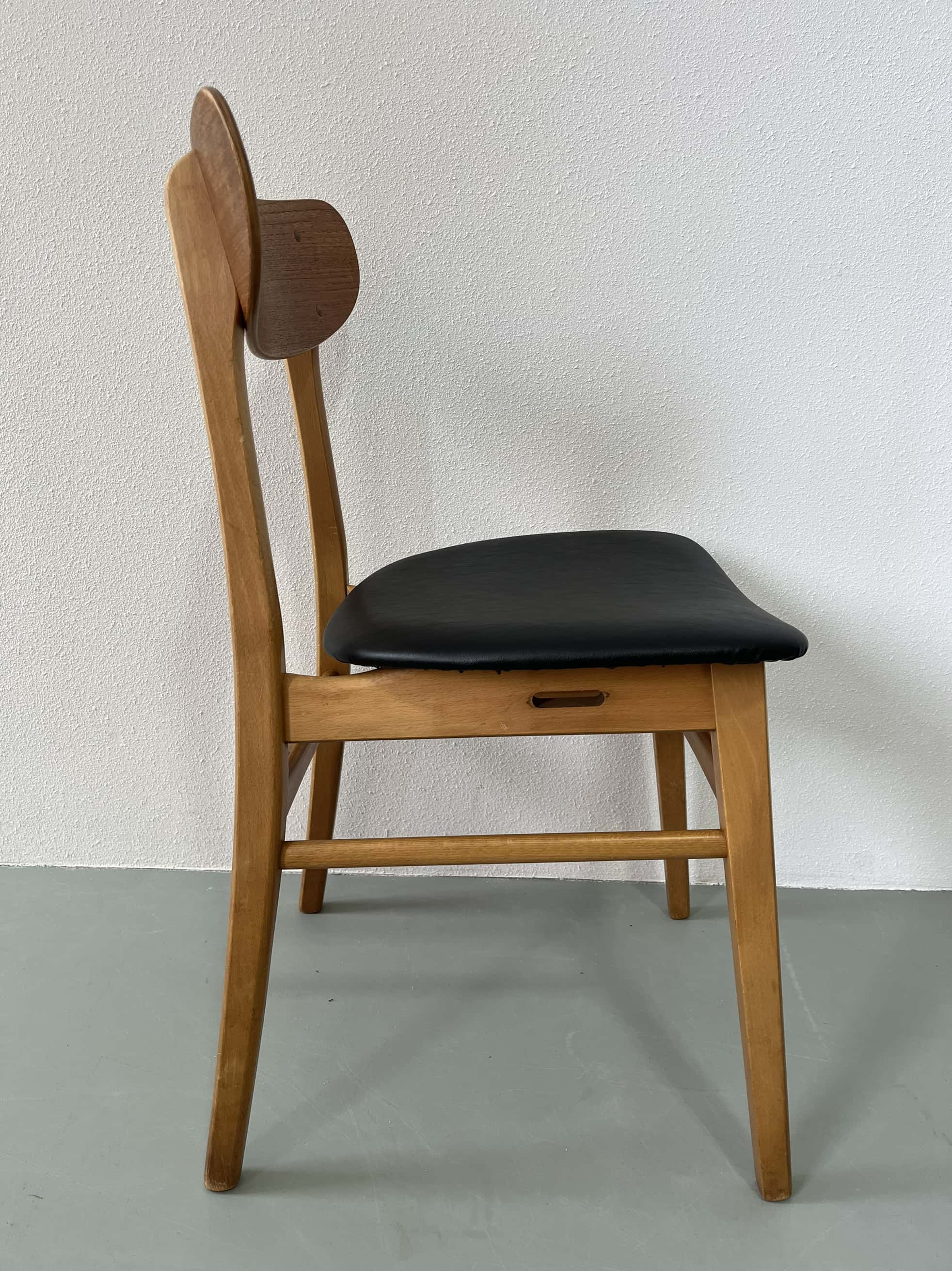Danish design chairs in teak & skai 1960