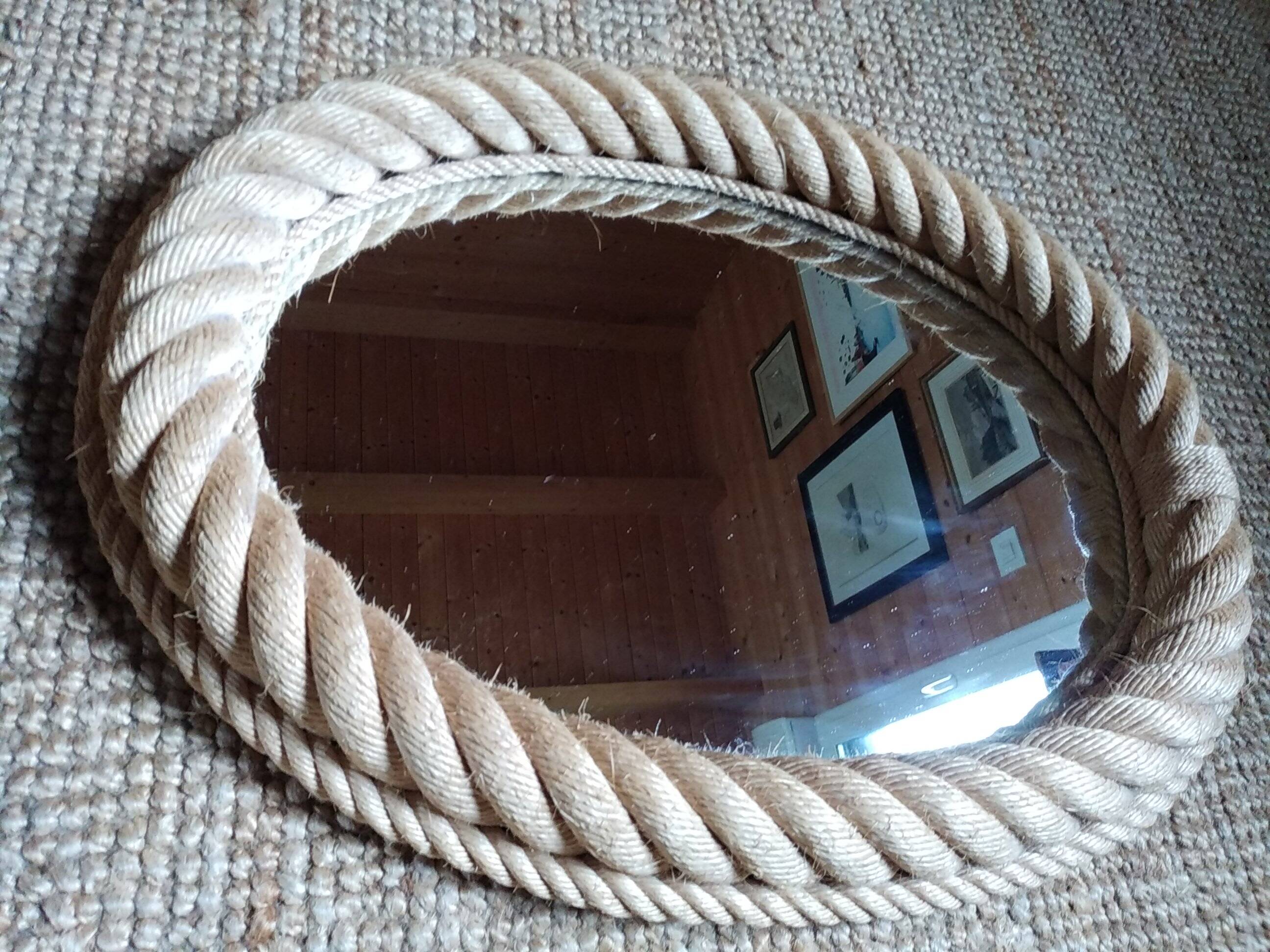 Vintage oval rope mirror. 65 x 50 cm.