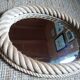 Miroir ovale vintage en corde . 65 x 50 cm .