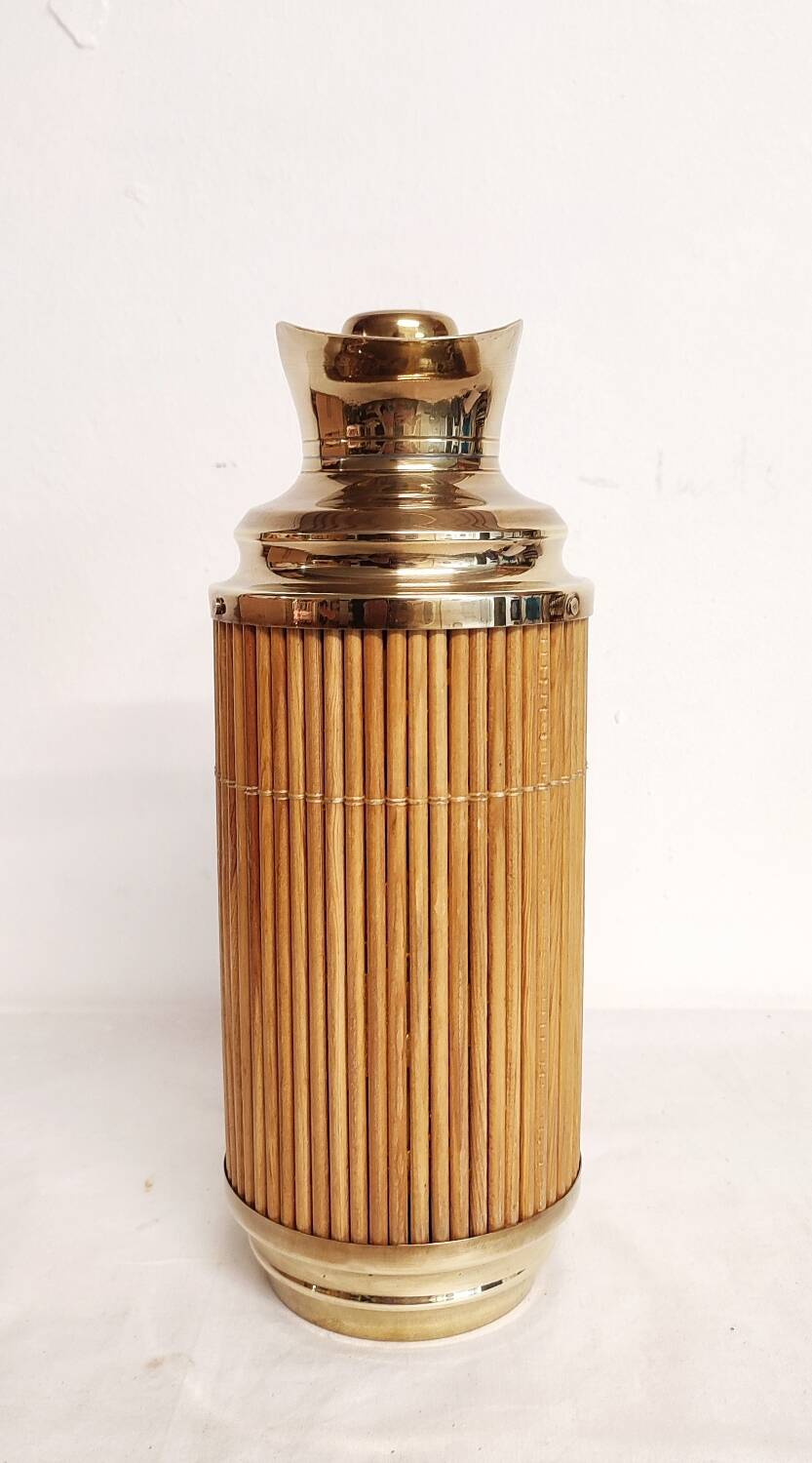 Brass and wood thermos. Spain, 1960s.