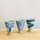 Ensemble de 3 tasses à saké en grès peint main