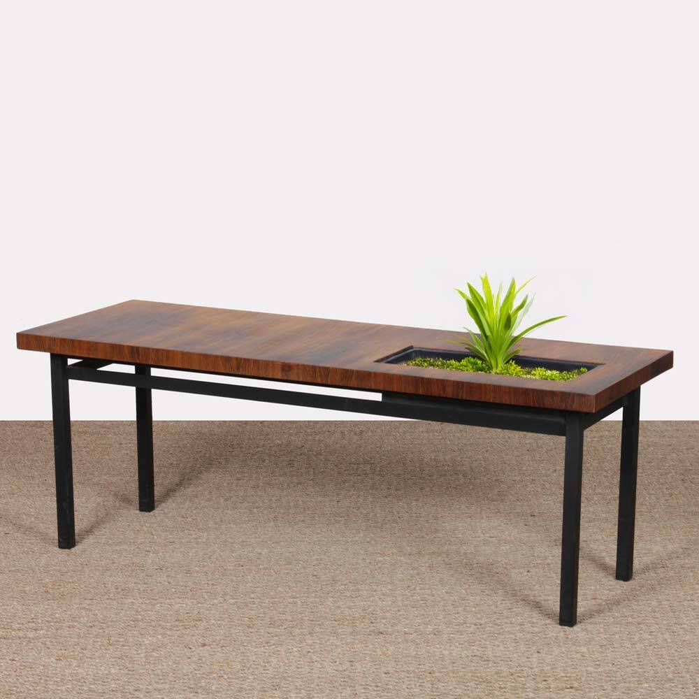 Vintage coffee table in rosewood with a planter, 1960.