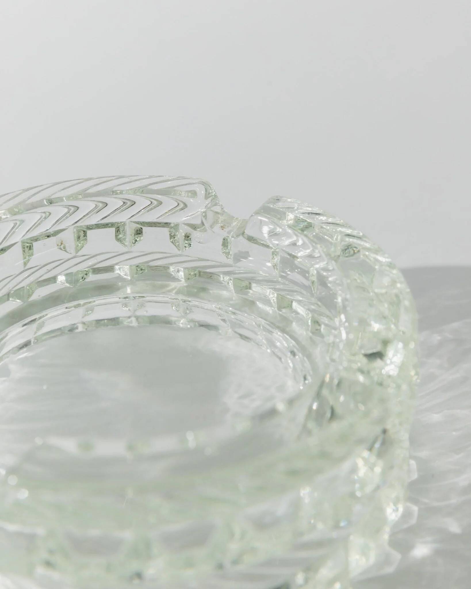 Vintage Murano Glass Ashtray, Pale Green Seafoam Clear Glass, 1950s Italian Mid-Century Glass Décor
