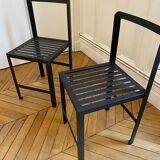 Lot de 8 chaises en acier brut patinées et cirées