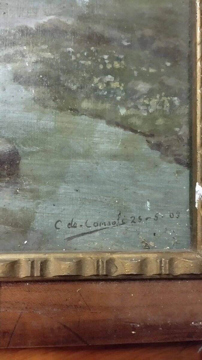 Painting, early 20th century, oil on cardboard, Italy, C. De Consoli