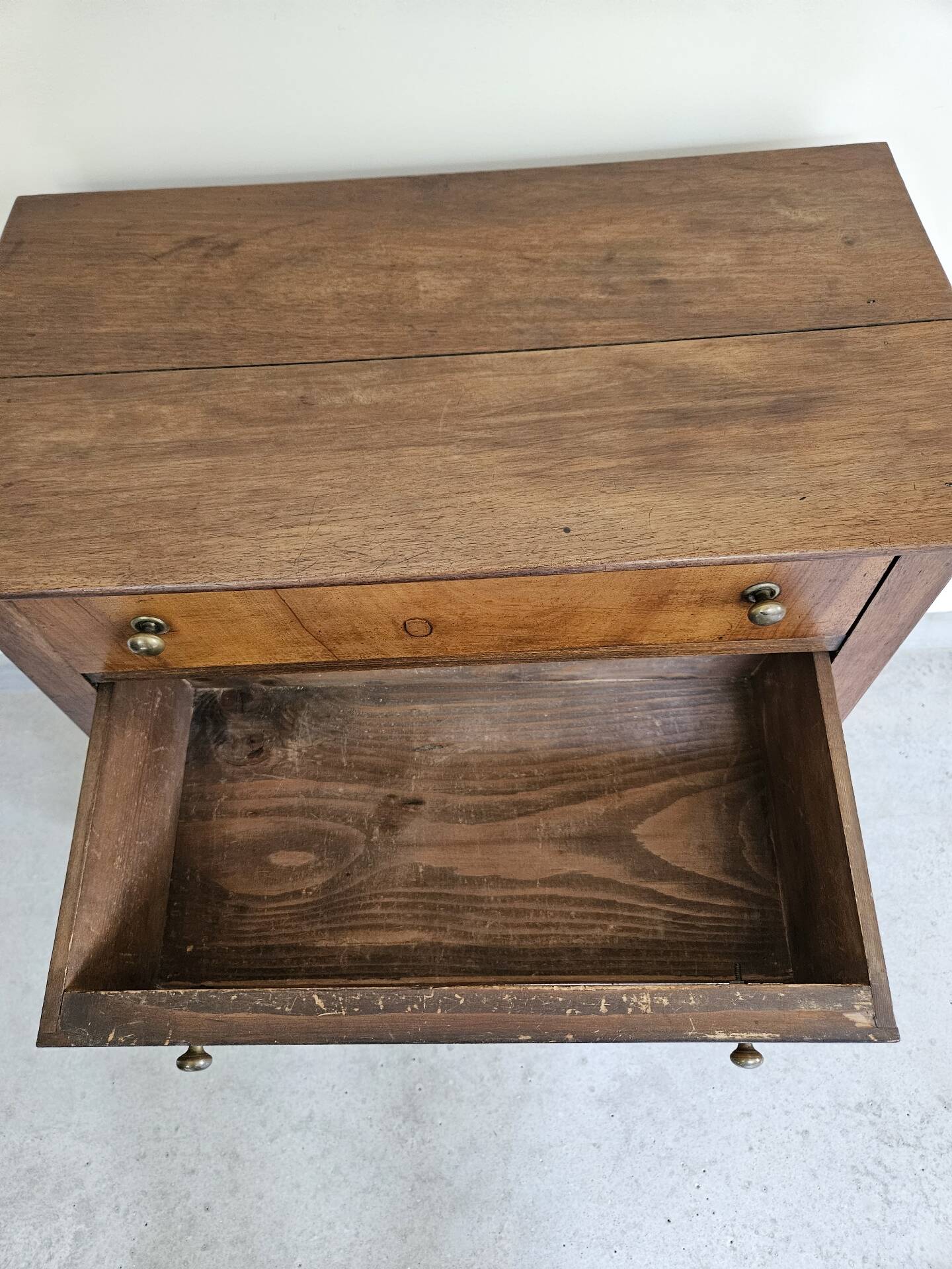commode 4 tiroirs meuble rangement bois ronce de noyer ancienne vintag