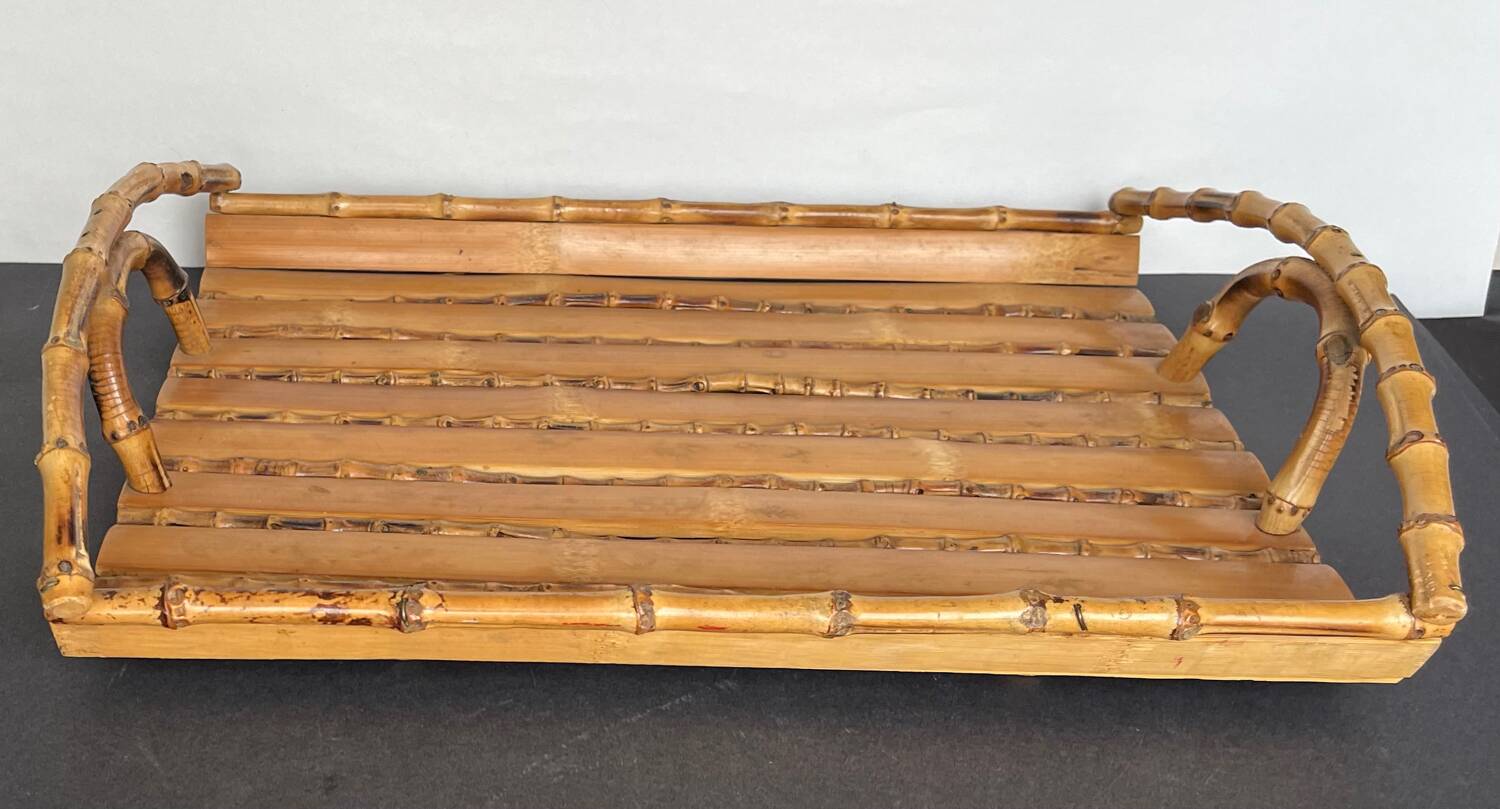 Vintage rattan tray