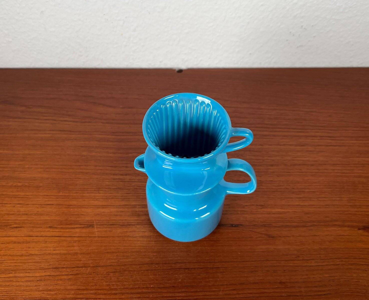 German Mid-Century Modern Space Age Ceramic Puppet-size Coffee Filter and Pot Set from Melitta, 1960s, Set of 2