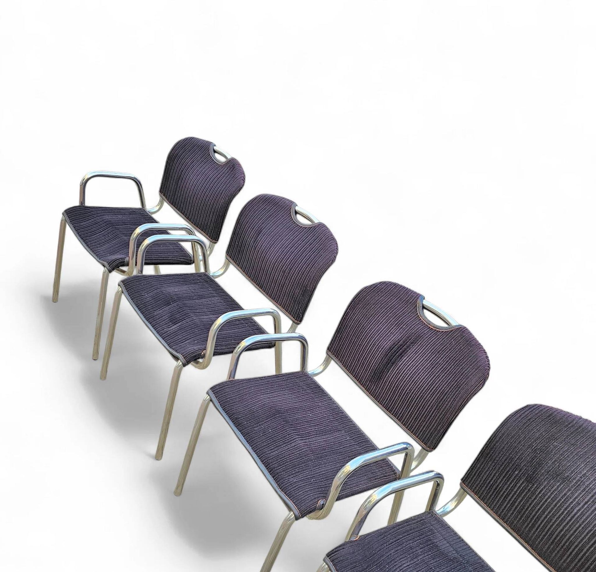 4 x black upholstery Castiglietta dining chairs by Castiglioni for Zanotta / Italy 1960s