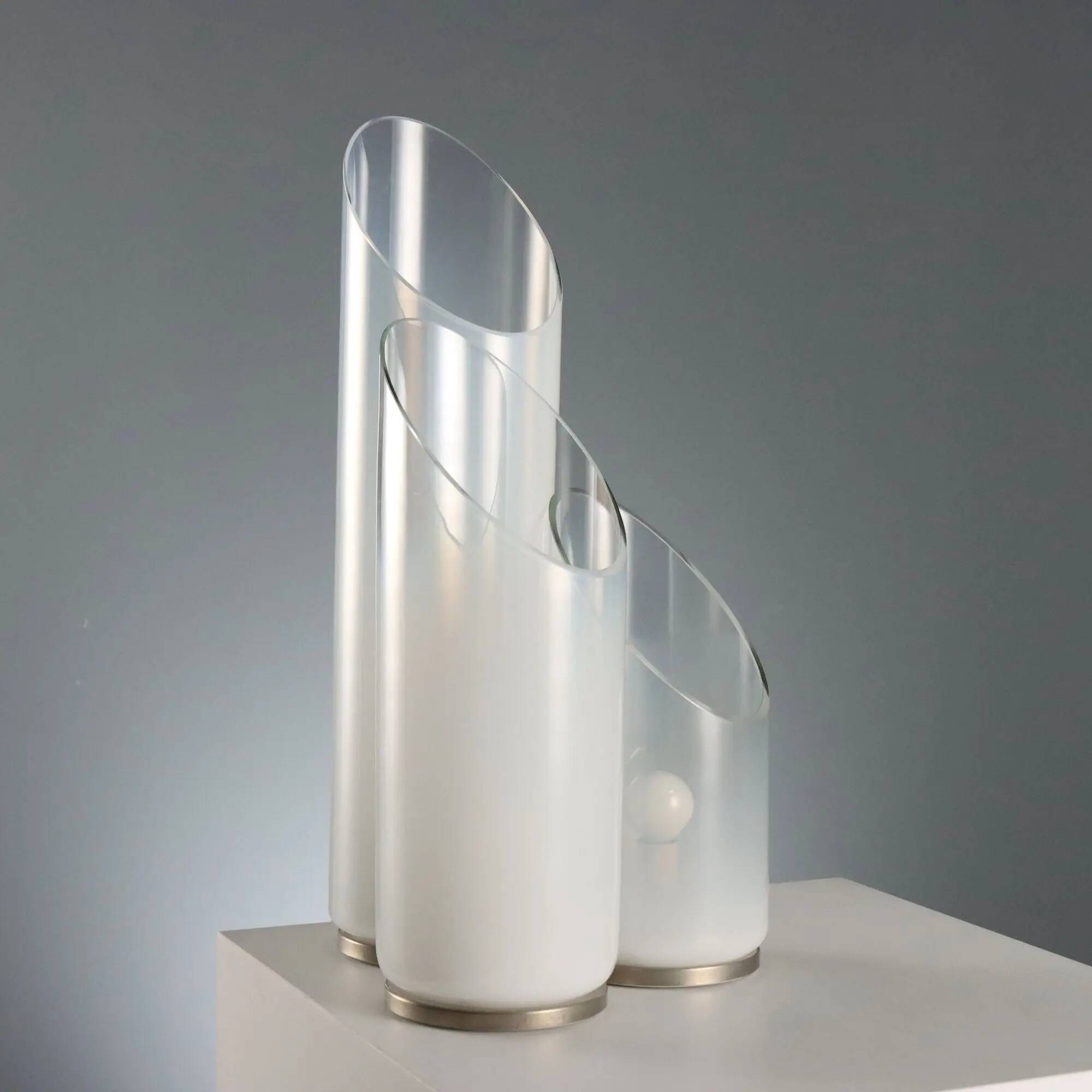 Vintage metal and glass table lamps, Italian design from the 1970s.