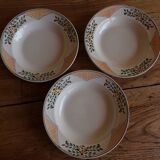 3 old plates model "Antibes" Faïence Longwy