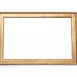 Horizontal mirror in a gold frame.