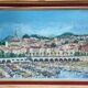 Painting port de Menton by Jacques Cuffaut, mid-twentieth century with frame