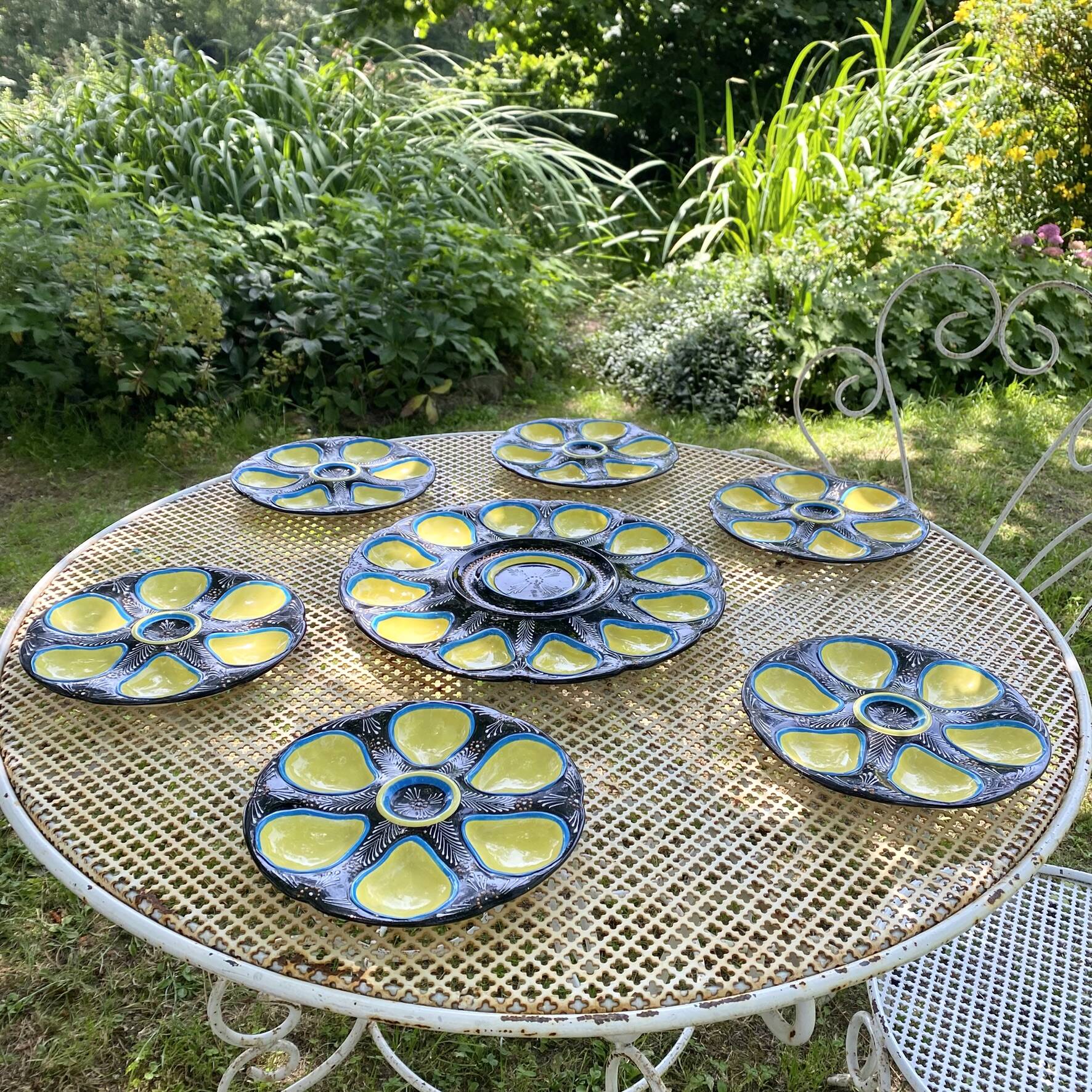 Oyster plates Quimper tableware or wall decoration
