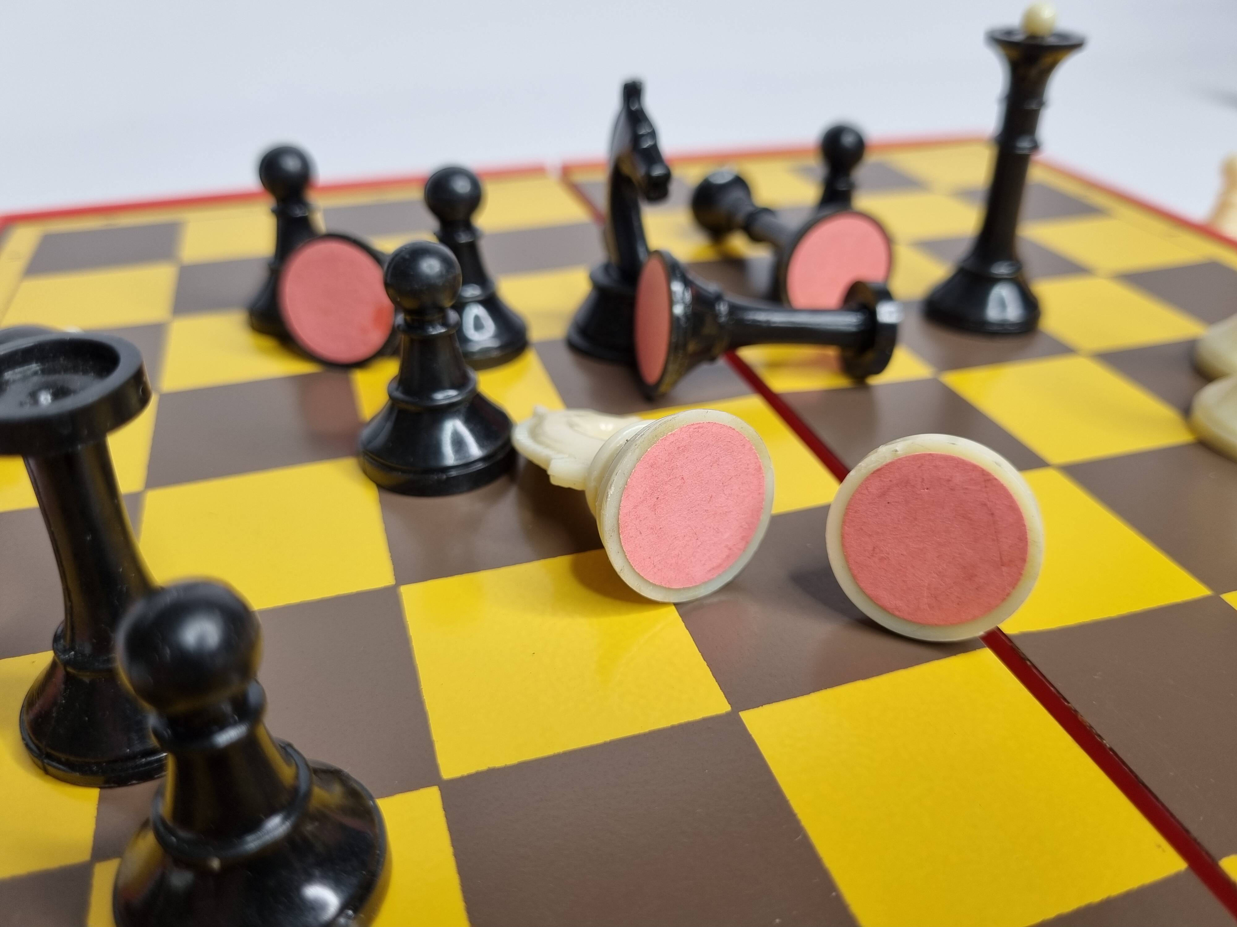 Vintage 80s Latvian Travel Magnetic Chess Set Complete with Pieces and Board