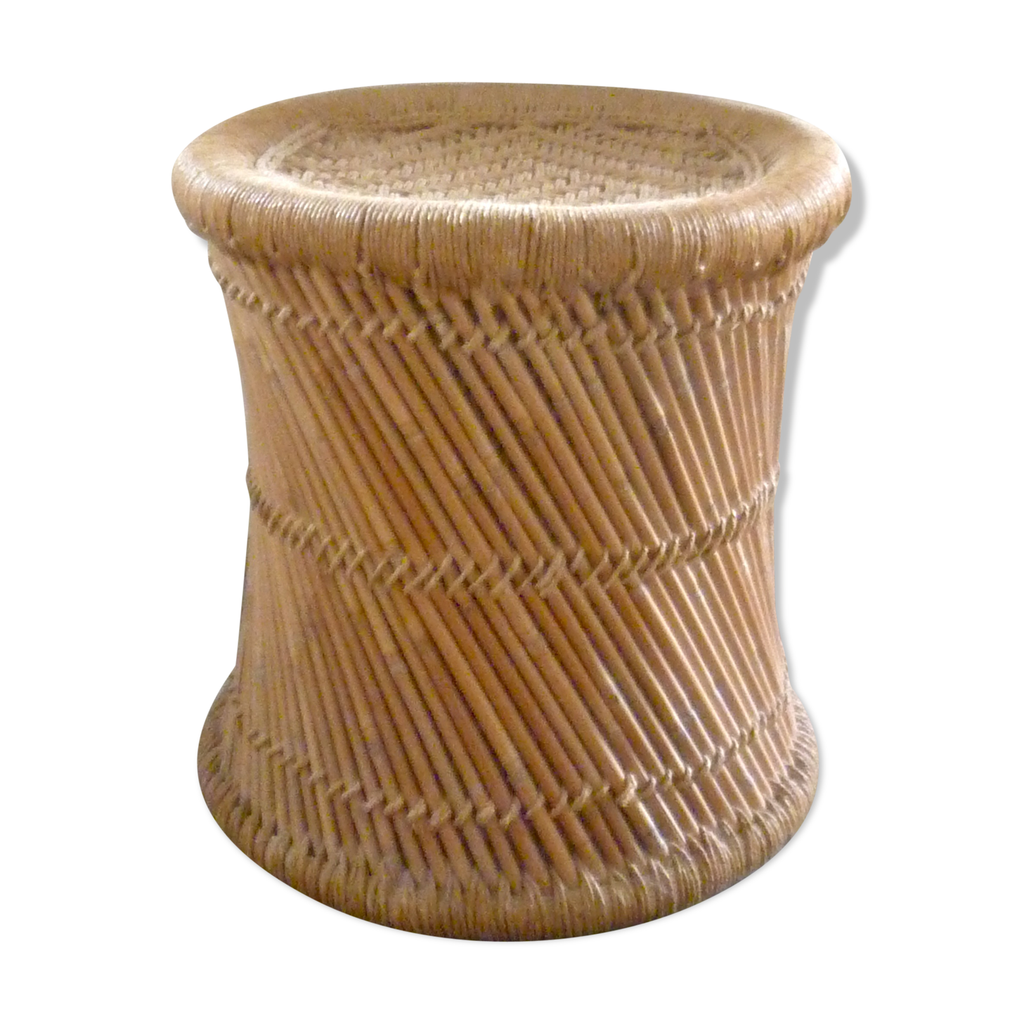Stool in rattan and rope, 60 years