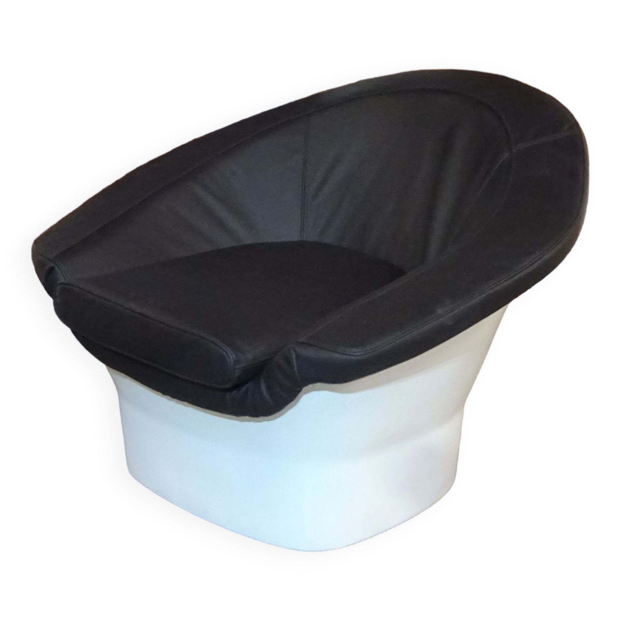 Space Age Atomic Pod Lounge Armchair with Black Bovine Leather by Dux, Sweden, 1960s