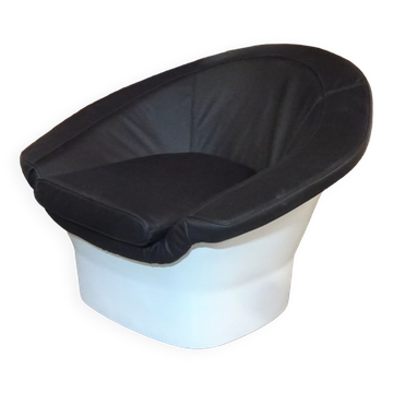 Space Age Atomic Pod Lounge Armchair with Black Bovine Leather by Dux, Sweden, 1960s