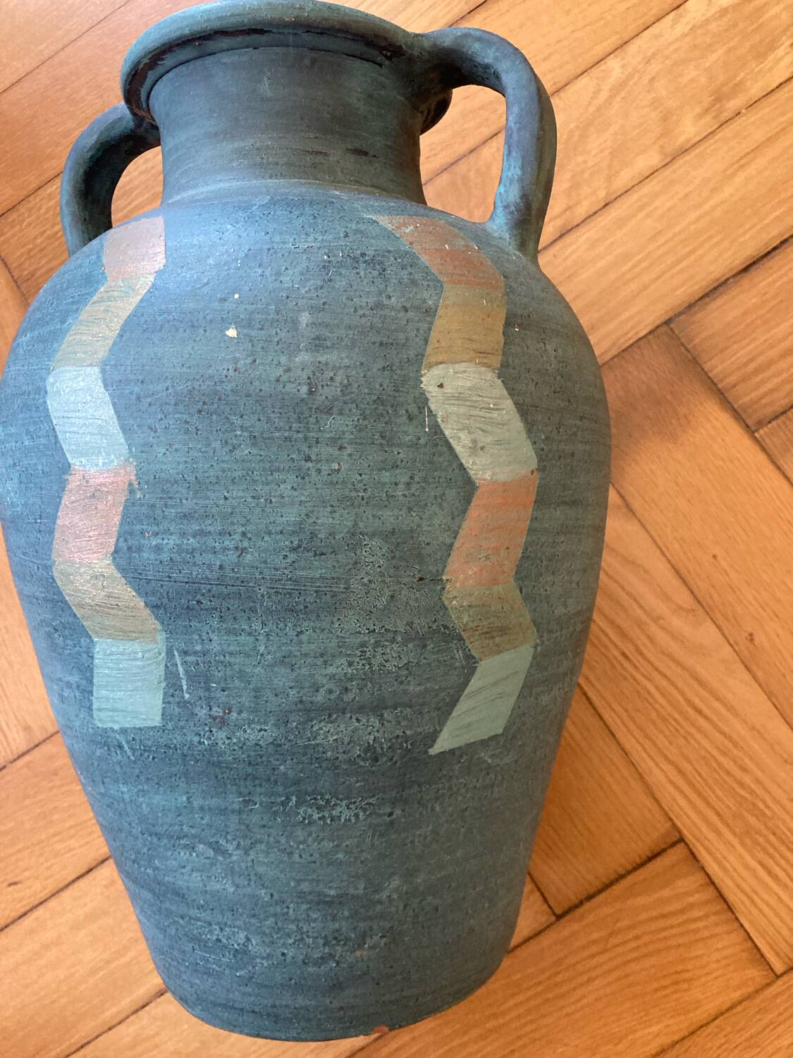 Turquoise terracotta jar