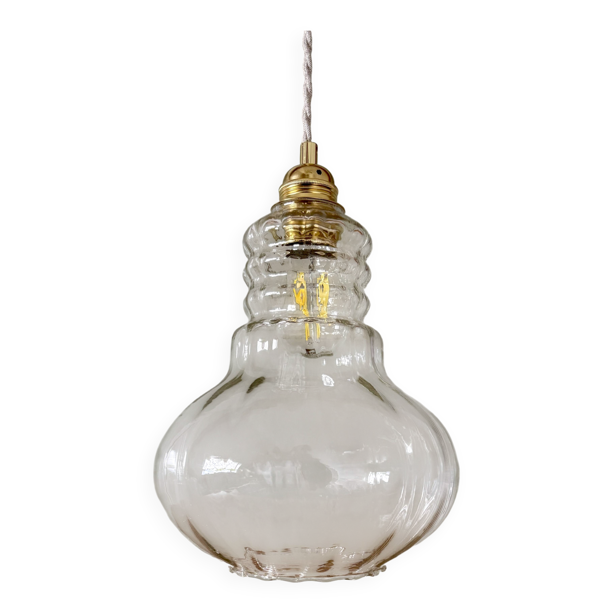 Vintage clear glass globe pendant light