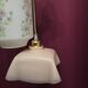 Vintage 3-light suspension, glass and opaline.