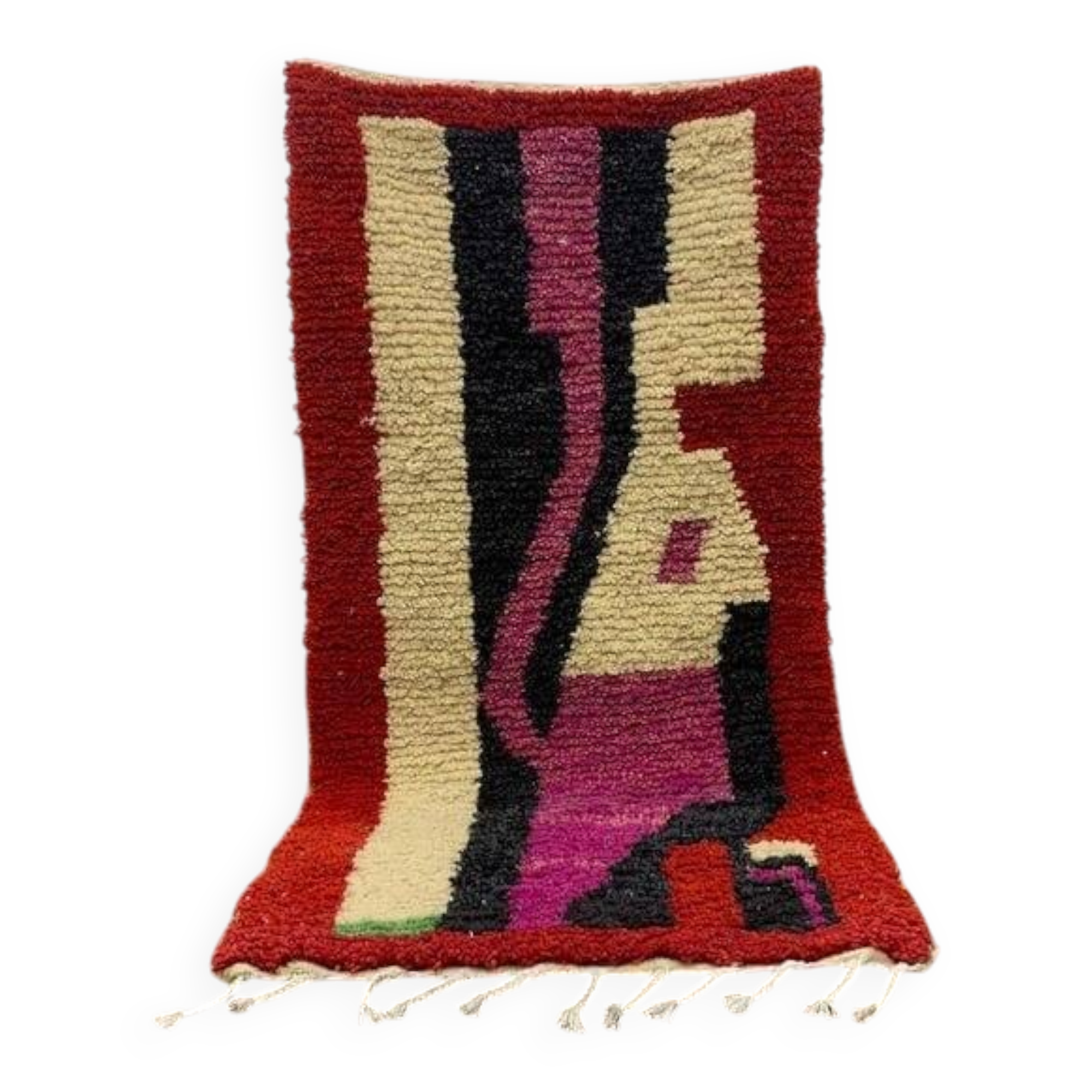 Traditional handmade Berber rug in pure wool, size 100 x 300 cm