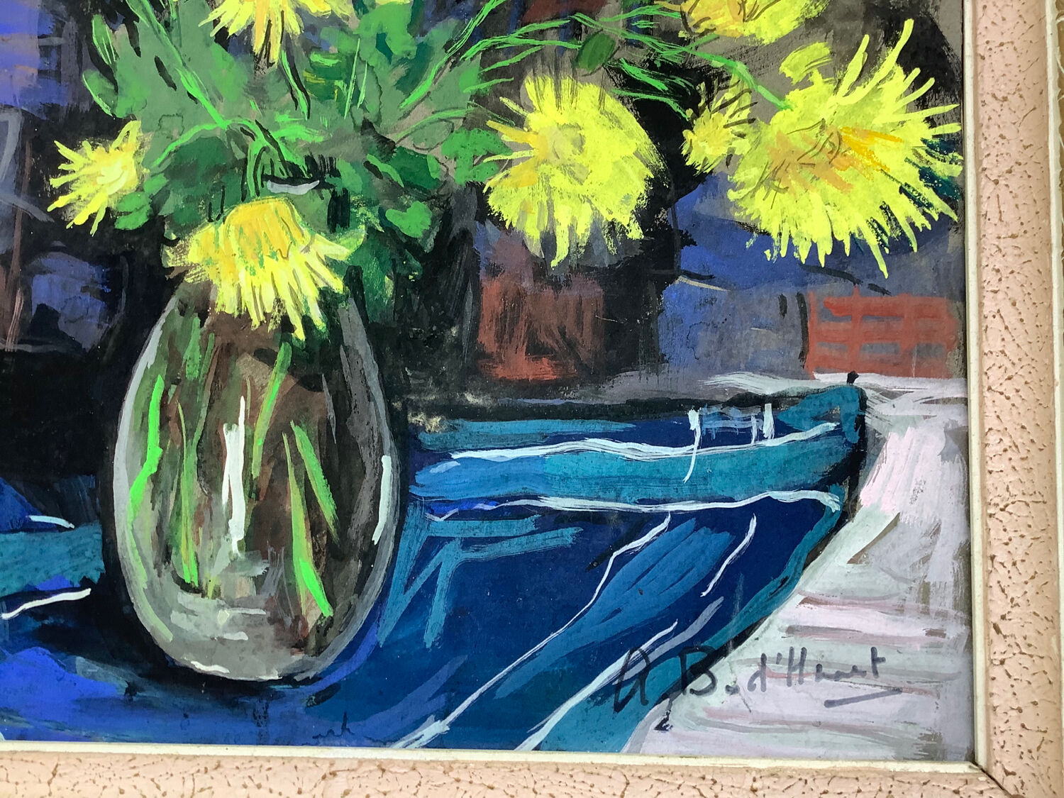 Painting vase of chrysanthemums