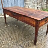 Antique farmhouse table in solid cherry wood with 3 drawers.