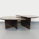 Paire de tables basses gigognes vintage en granit des années 70