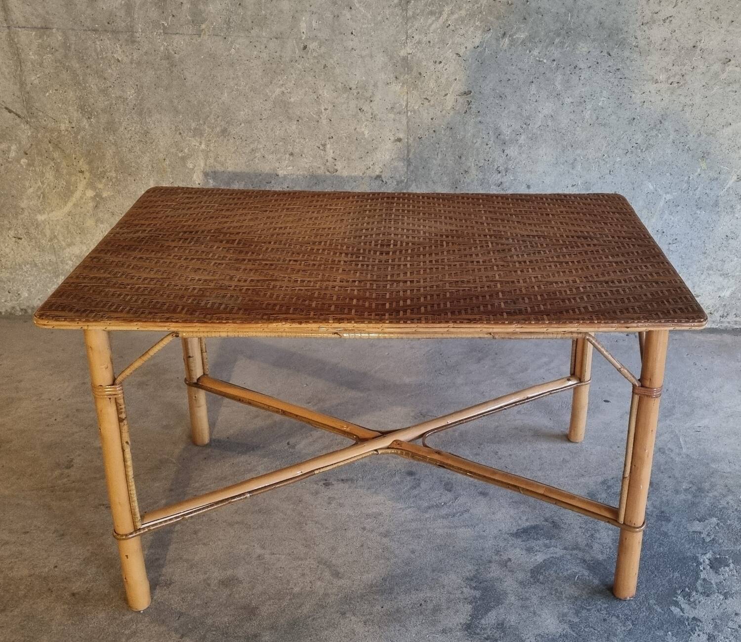 Vintage rattan table