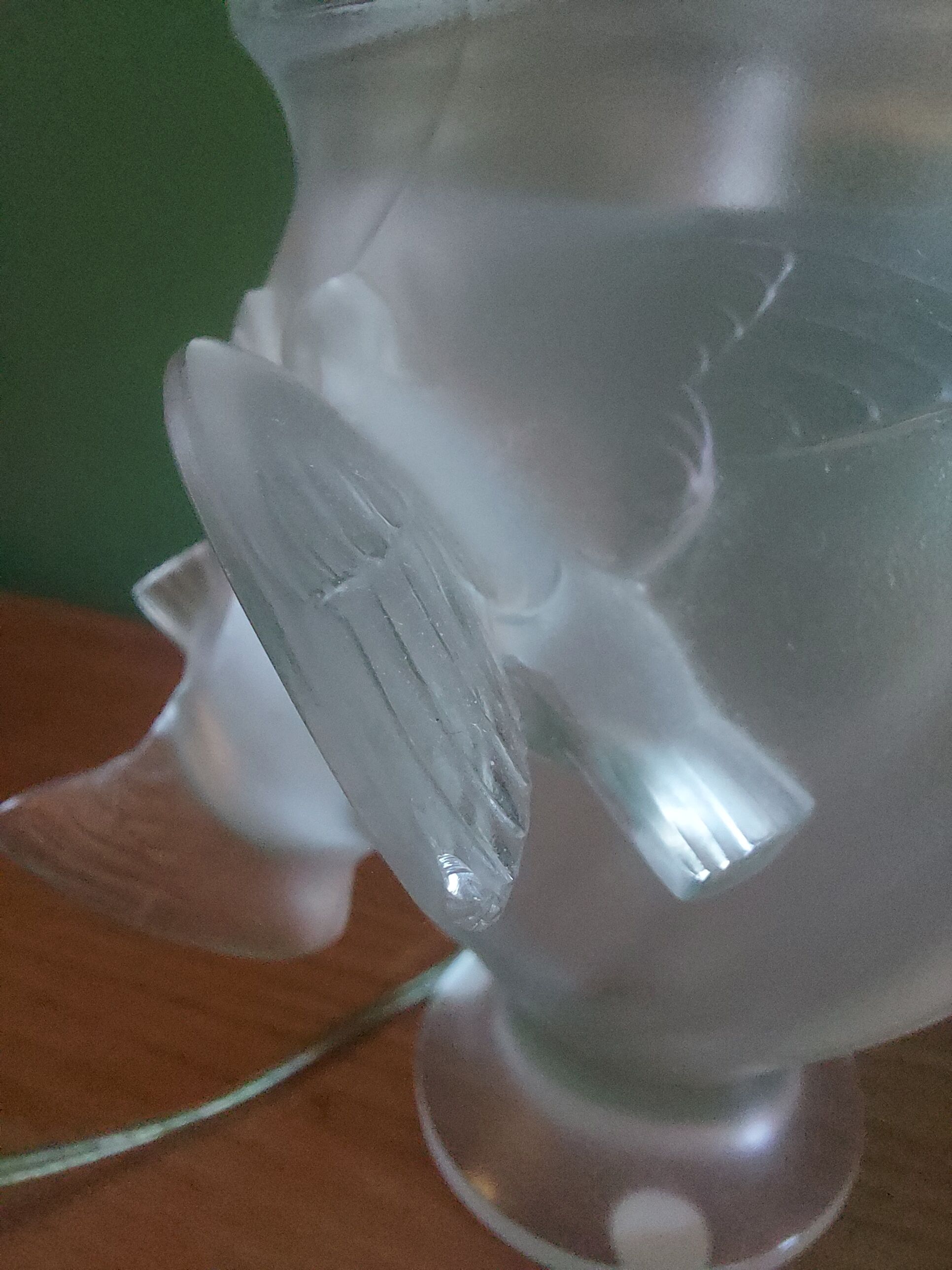 Lalique crystal lamp foot, doves
