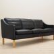Black leather sofa, Danish design, 1970s, manufacture: Hurup Møbelfabrik