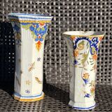 Deux vases hexagonal peint à la main. Rouen. (1910)