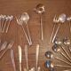 Large vintage cutlery set 65 pieces – 15 people – brass – 1960s