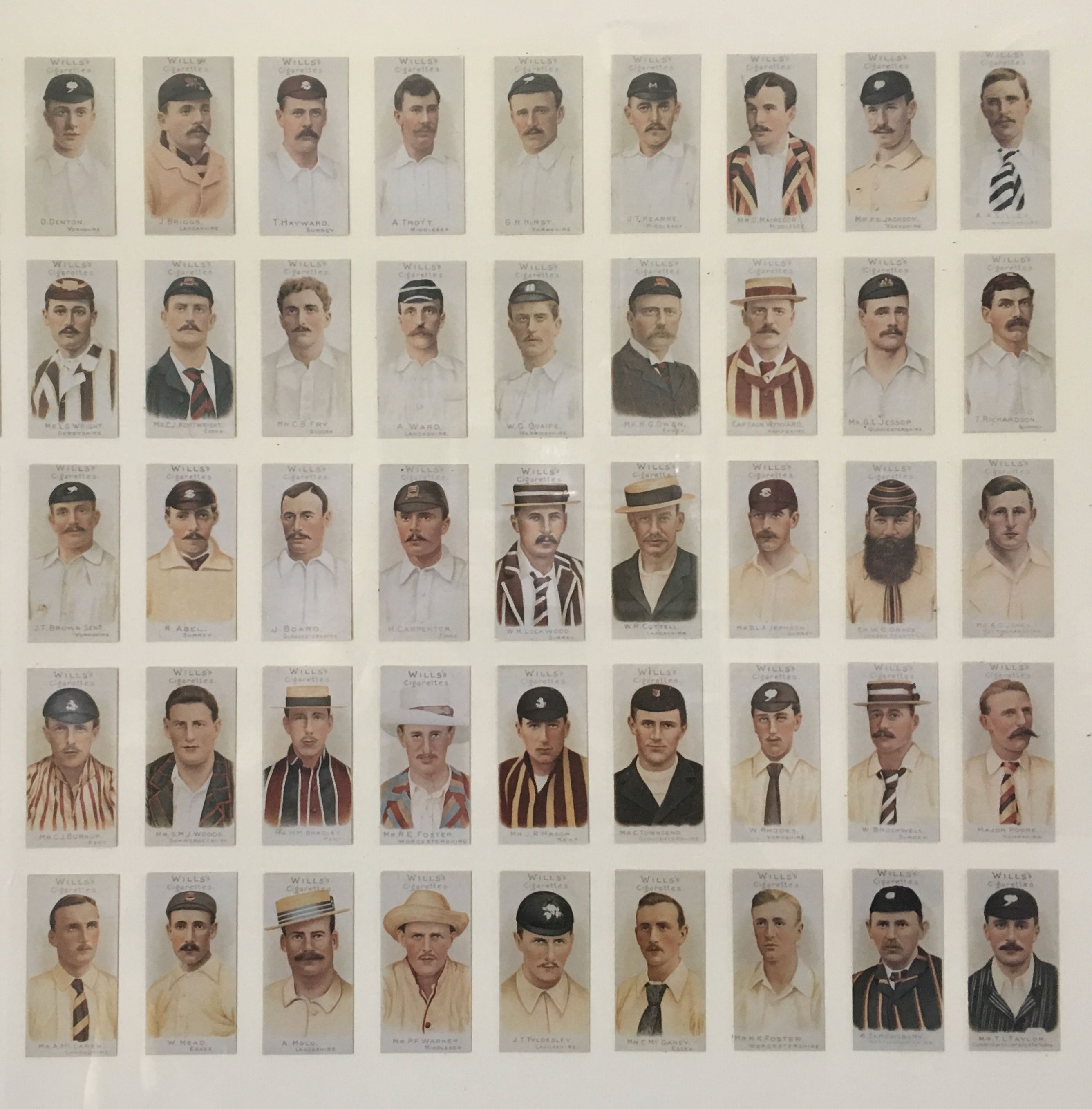 Table illustrations cricket players 30s