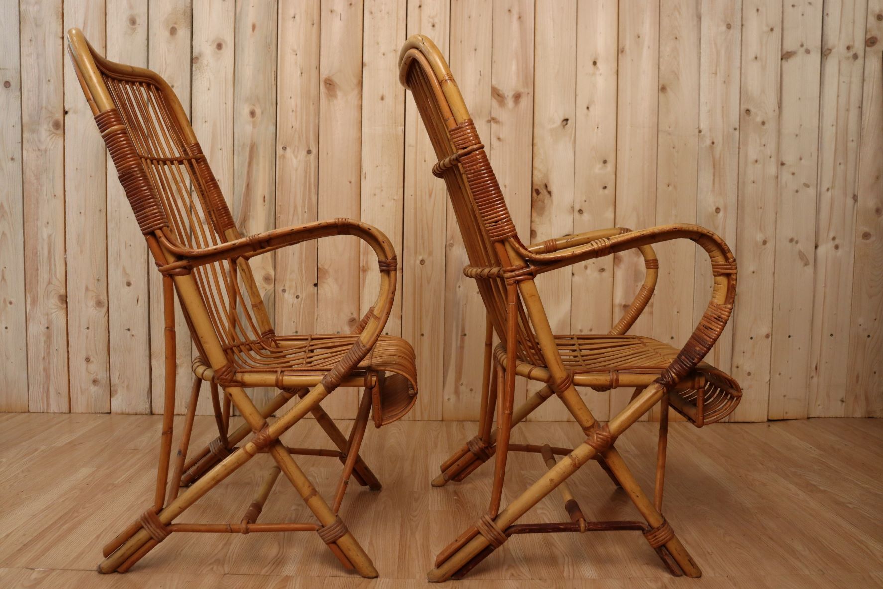 Pair Rattan Armchairs