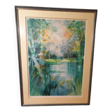 Lithograph by Hiraire signed and numbered Lake landscape