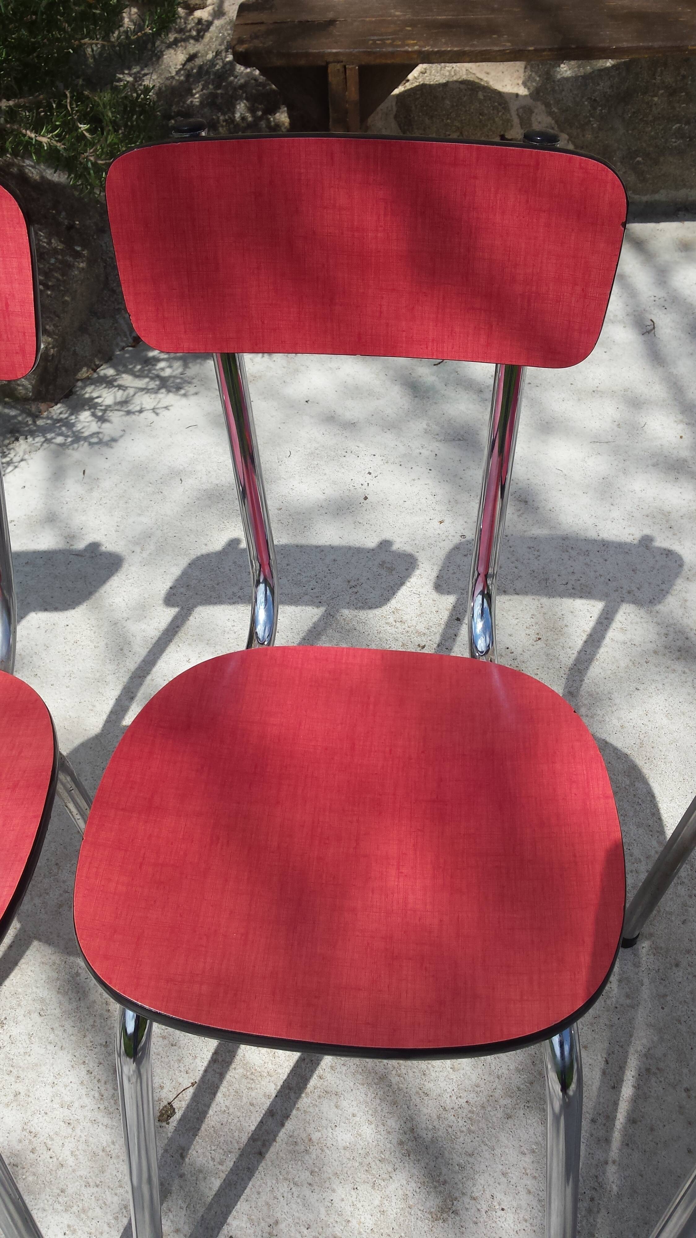 batch of 5 red formica chairs