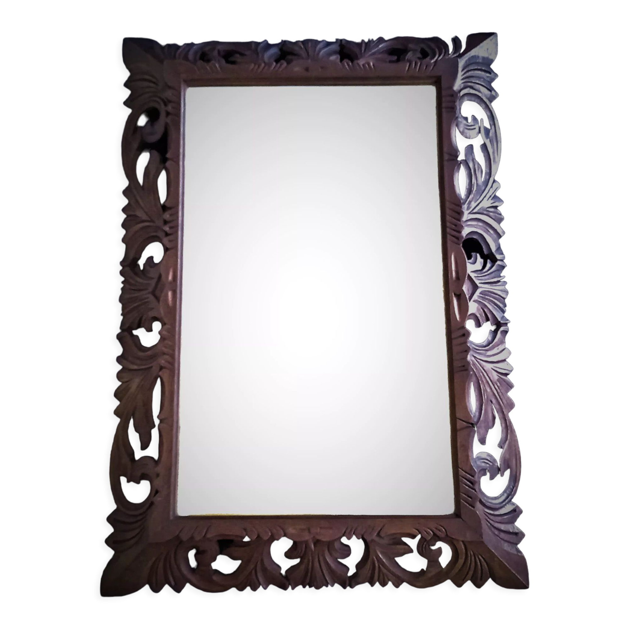 Antique oak mirror carved baroque style