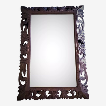 Antique oak mirror carved baroque style