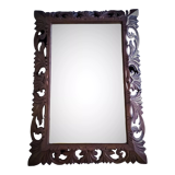 Antique oak mirror carved baroque style