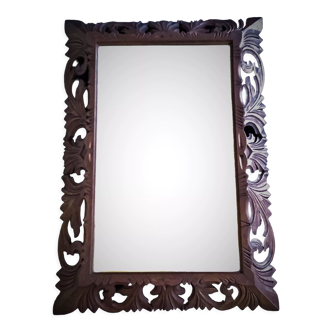 Antique oak mirror carved baroque style