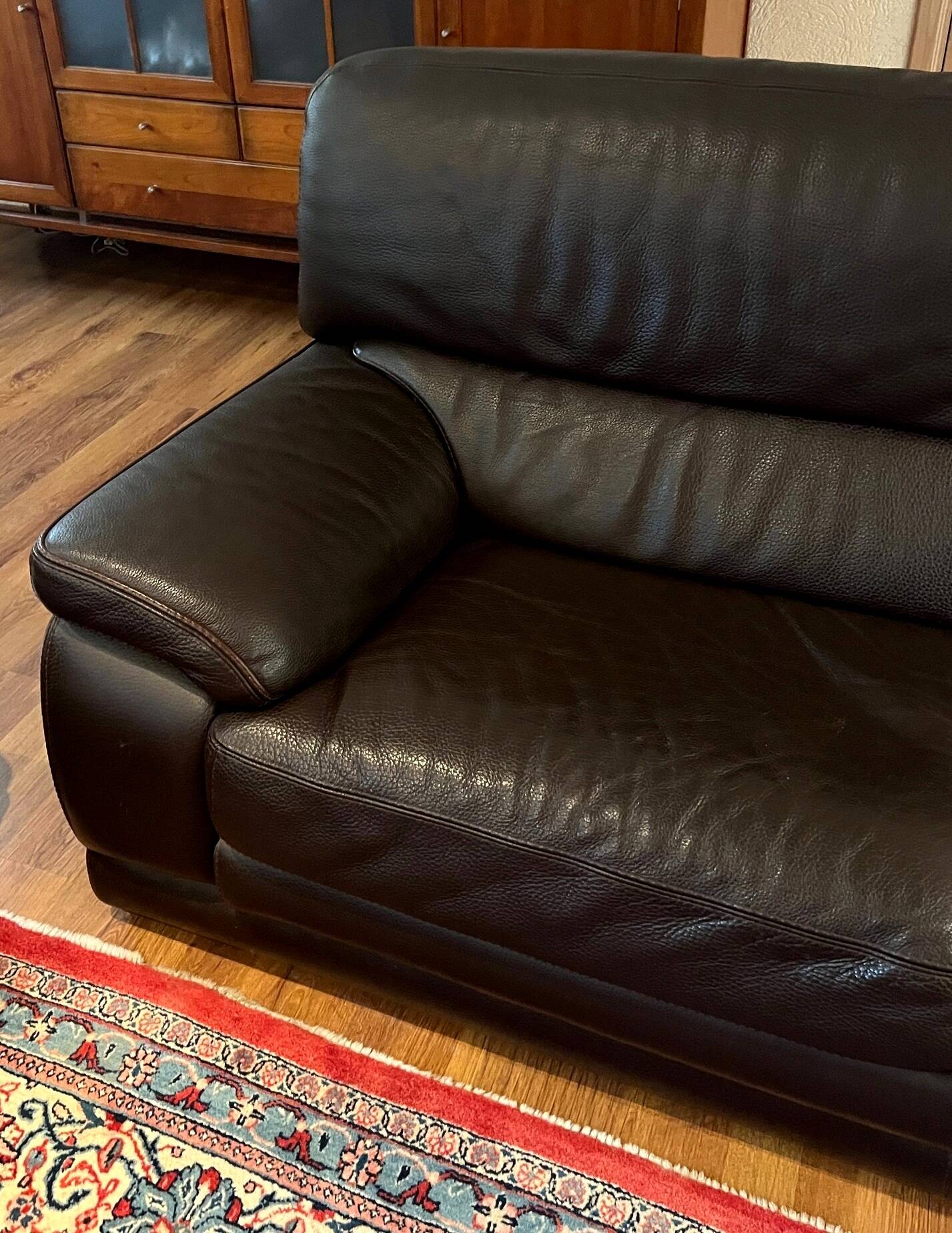 Set of two sofas. High-quality thick bull leather.
