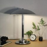 Mushroom lamp, chrome metal saucer, Aluminor, France, 1970