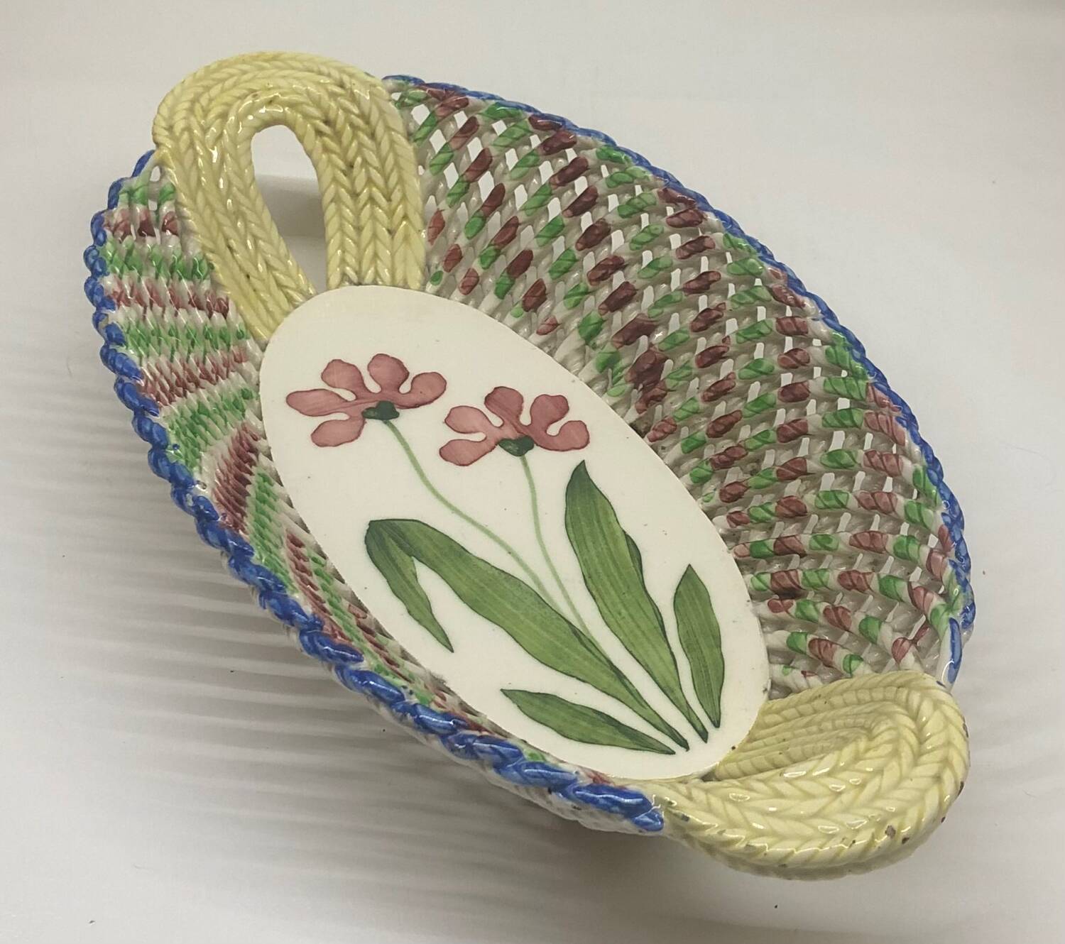 Vintage Spanish ceramic basket dish