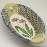 Vintage Spanish ceramic basket dish