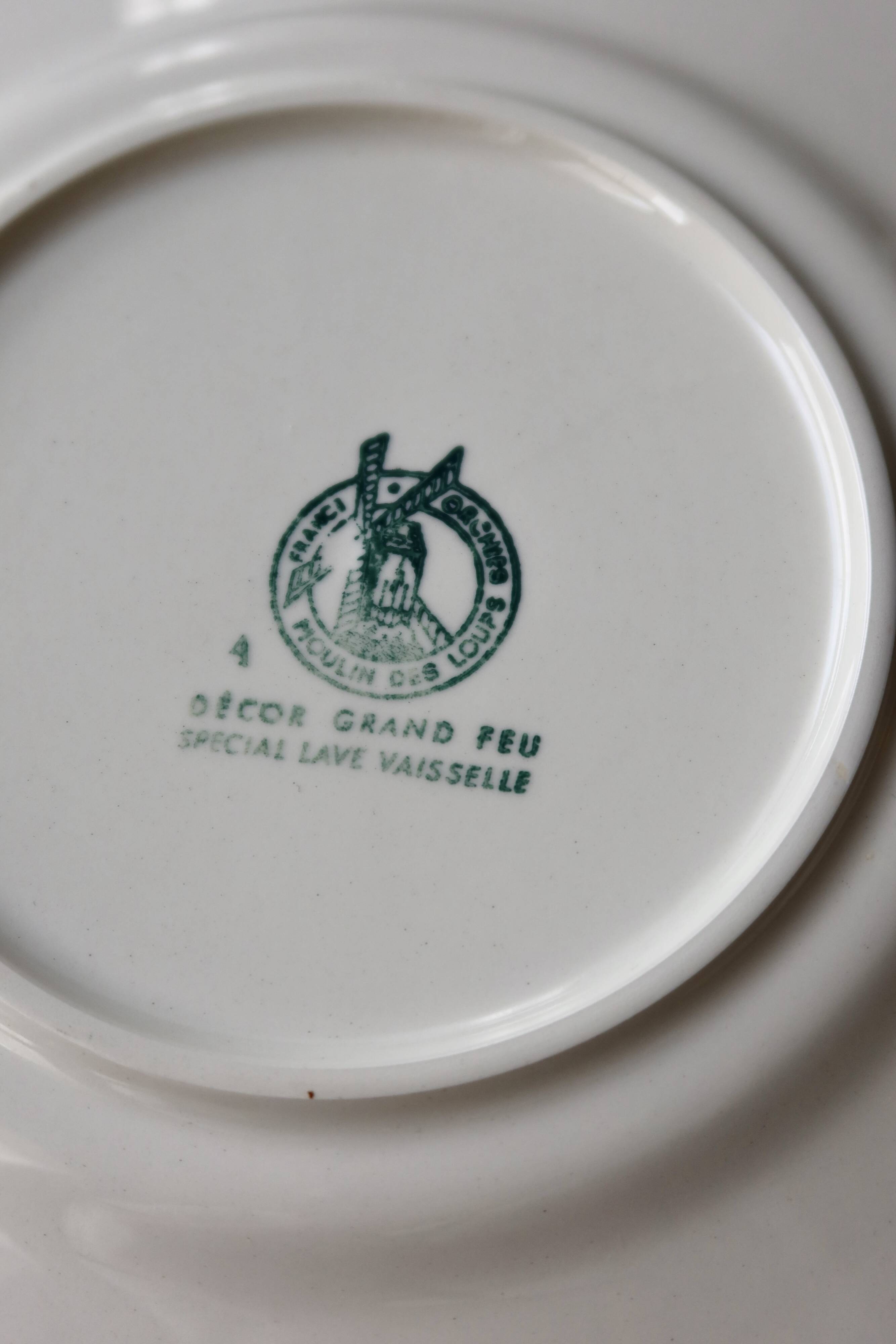 6 vintage dessert plates earthenware Moulin des Loups - Iris pattern